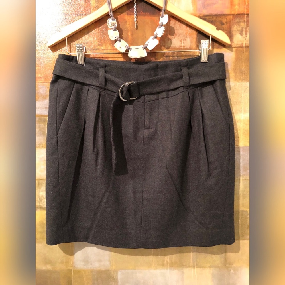 BANANA REPUBLIC Gray Lined Wool Skirt w/ Belt NWT